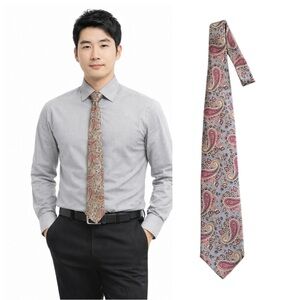 Elegant Paisley Tie in Red and Gray
🔥 % bundle of 3, 5, 10, 15 or 20 ties